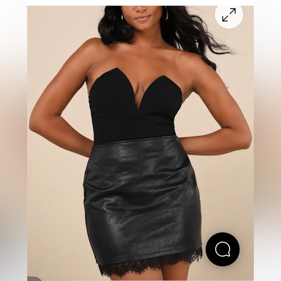 Lulu’s Black Notched Strapless Bodysuit NWOT - Picture 3 of 4